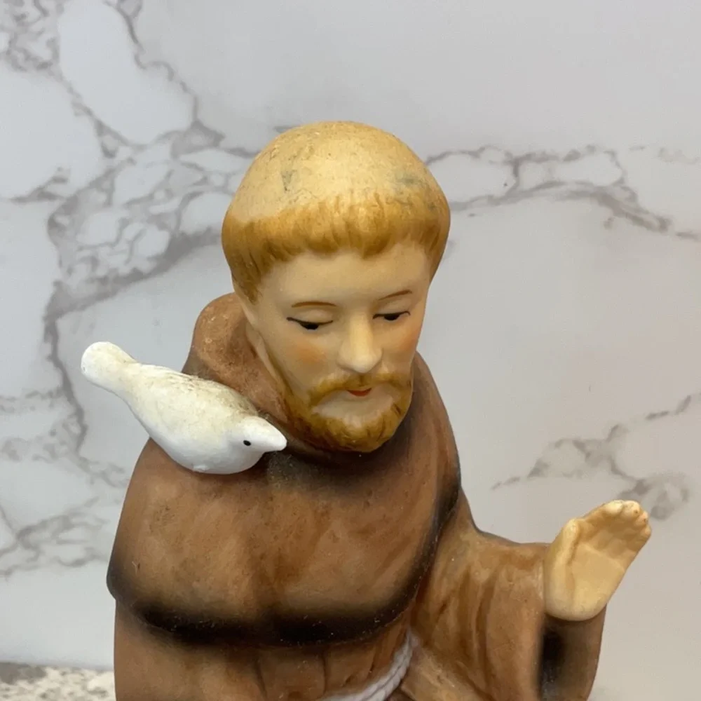 Vintage Sitting St. Francis of Assisi Catholic Sanmyro Japan Porcelain figurine - Picture 3 of 9